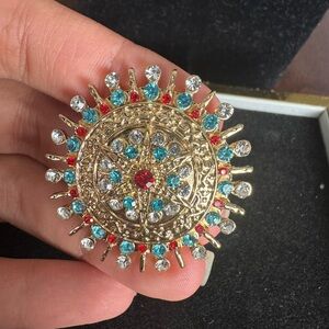Gold and Multicolor Statement Brooch